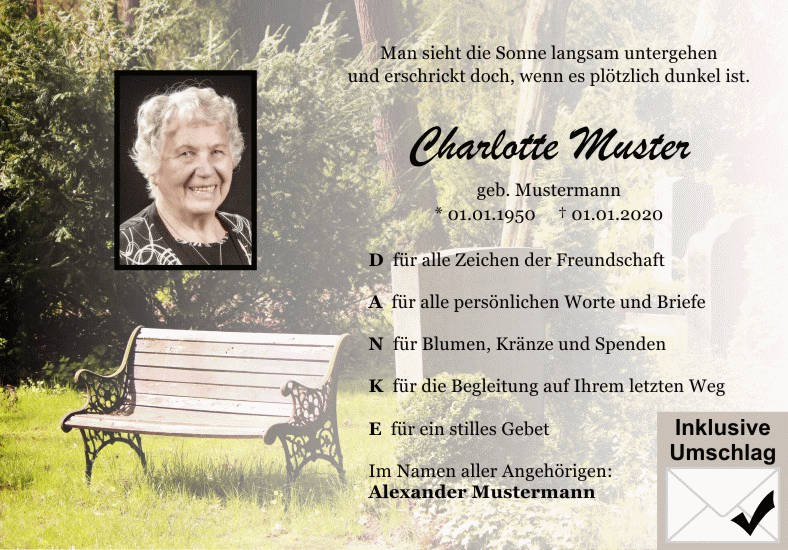 Danksagungen Trauer