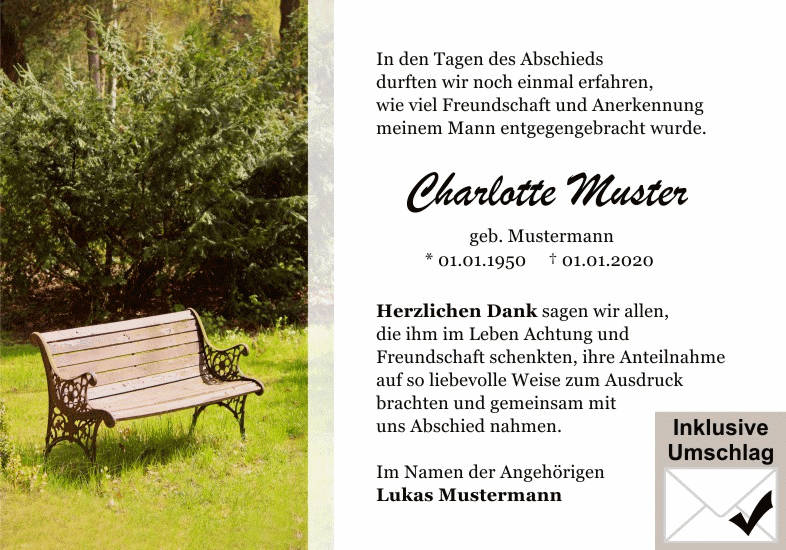 Danksagungen Trauer