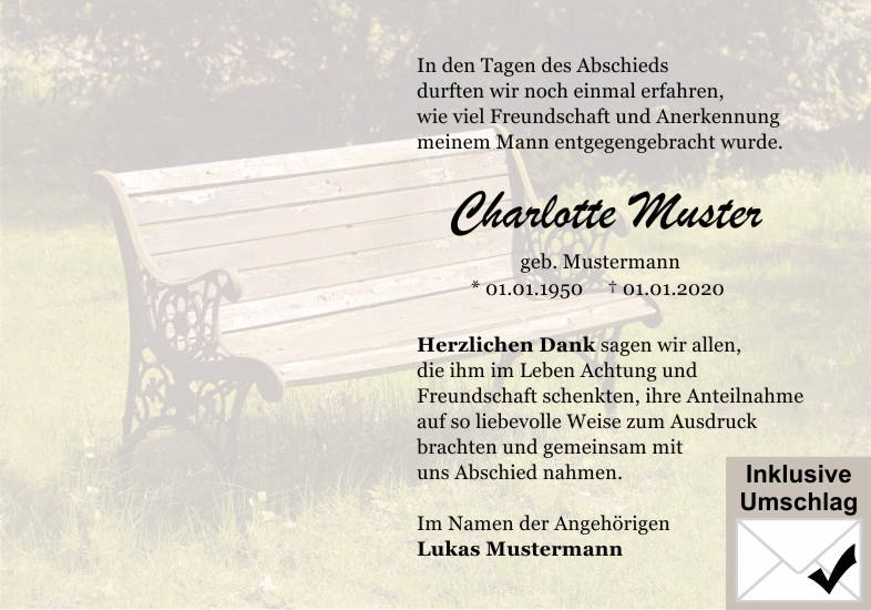 Danksagungen Trauer