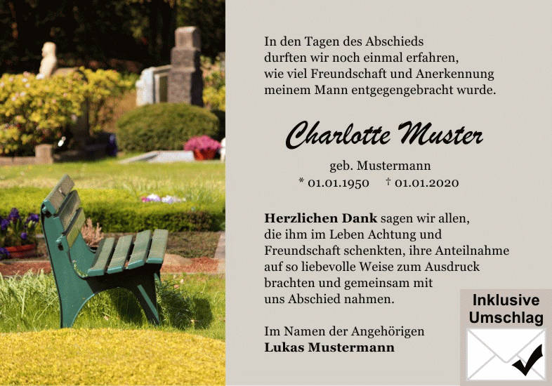 Danksagungen Trauer