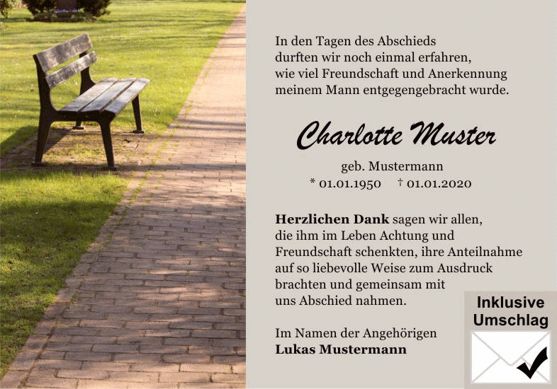 Danksagungen Trauer