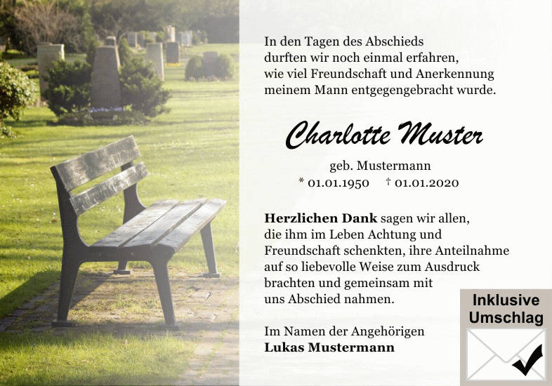 Danksagungen Trauer