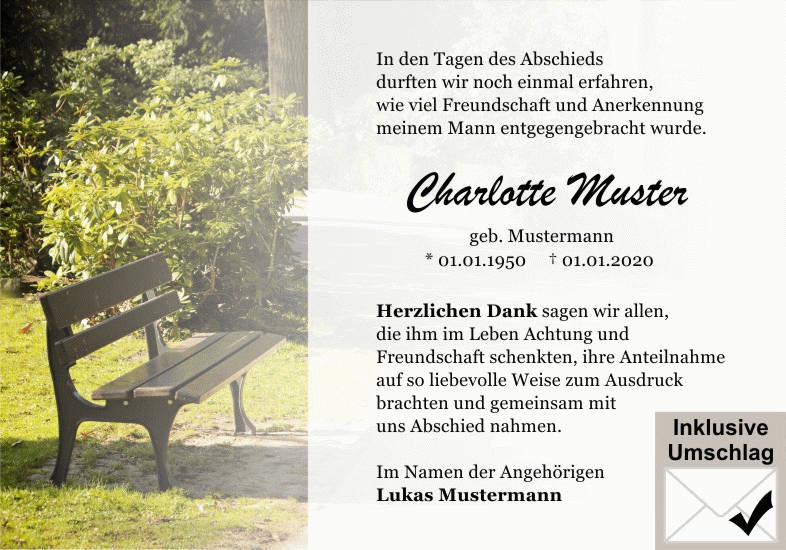 Danksagungen Trauer