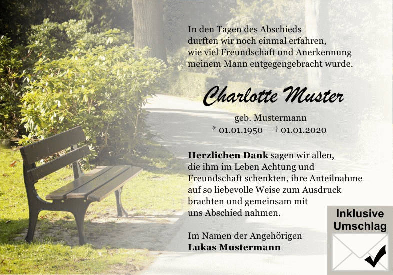 Danksagungen Trauer
