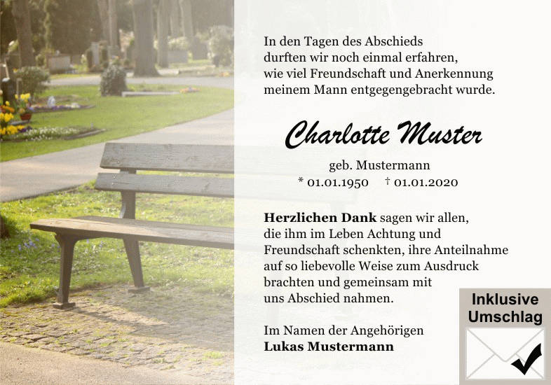Danksagungen Trauer