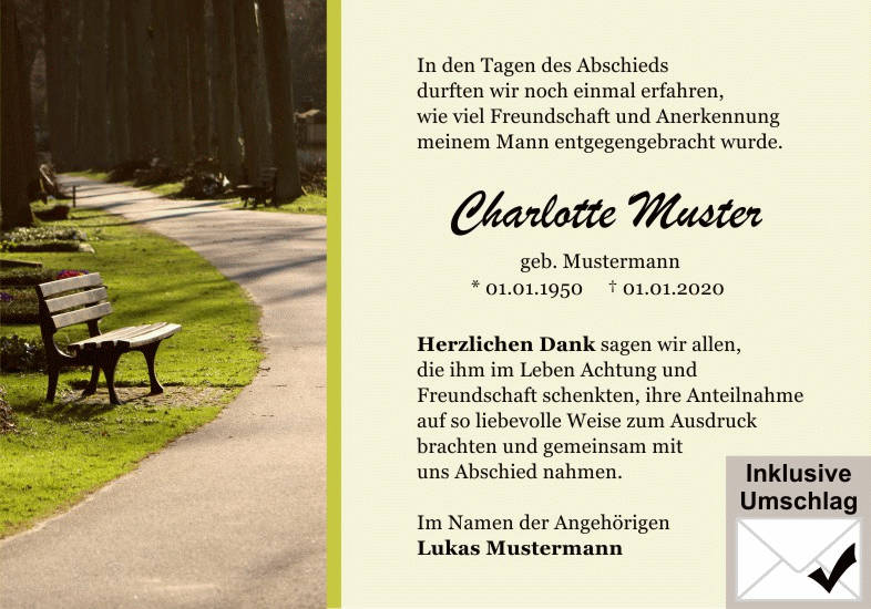 Danksagungen Trauer