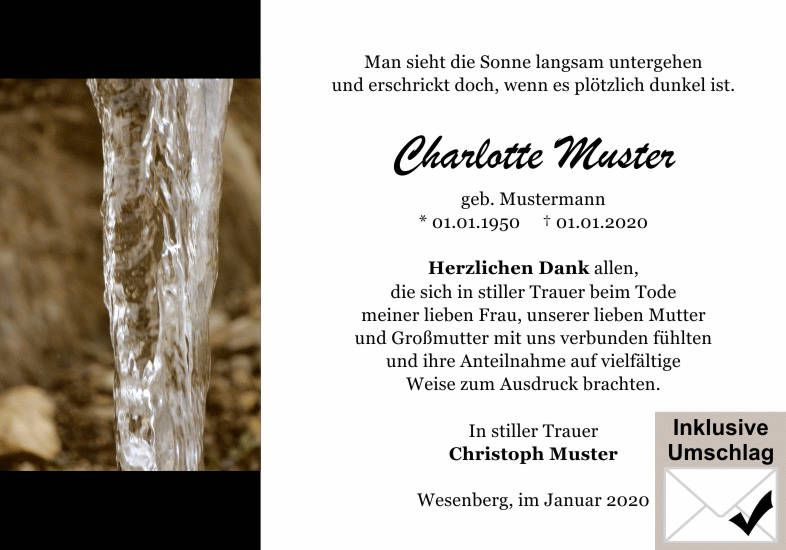 Danksagungen Trauer