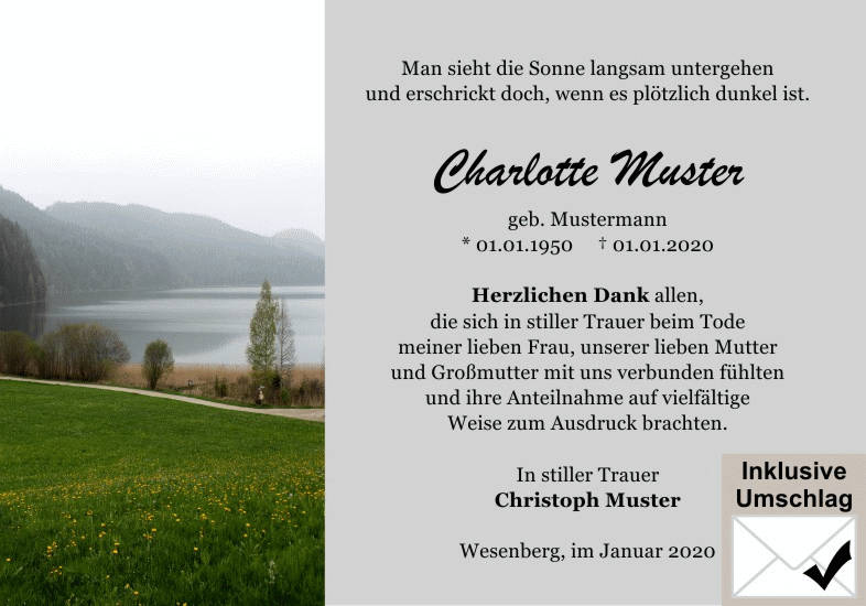 Danksagungen Trauer
