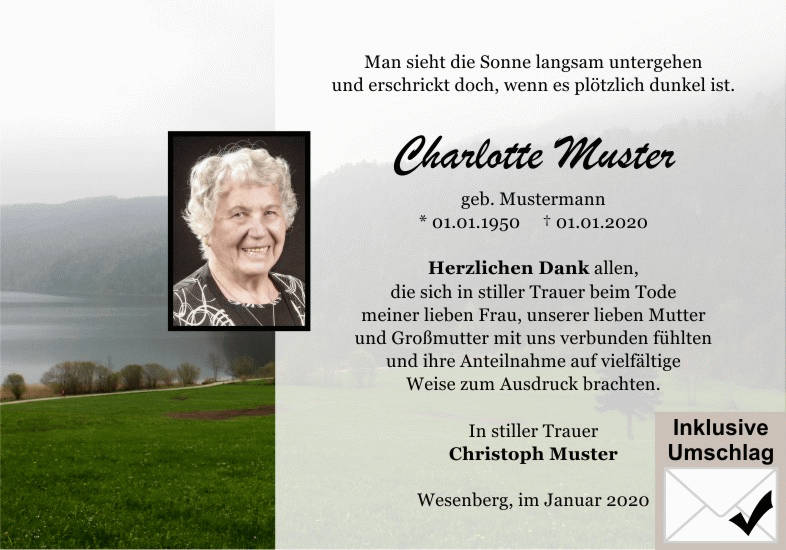 Danksagungen Trauer