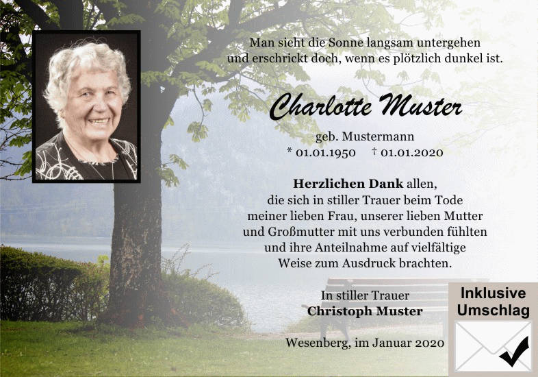 Danksagungen Trauer