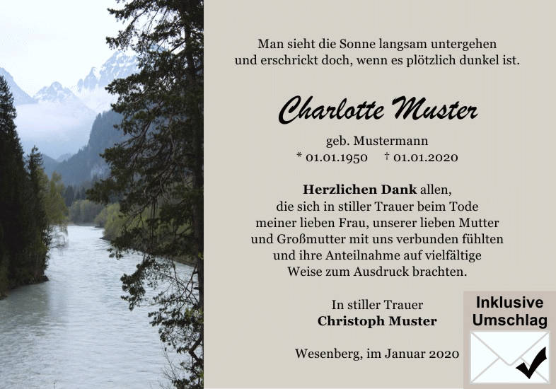 Danksagungen Trauer