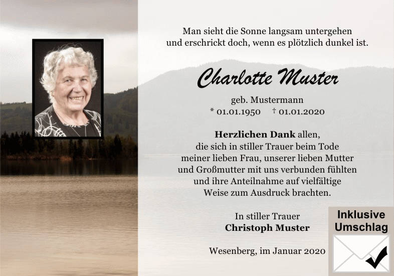 Danksagungen Trauer