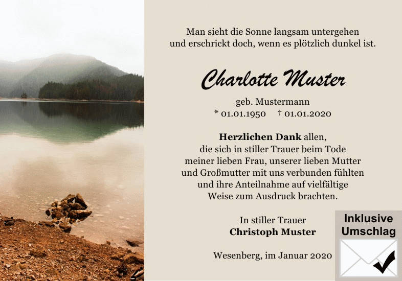 Danksagungen Trauer