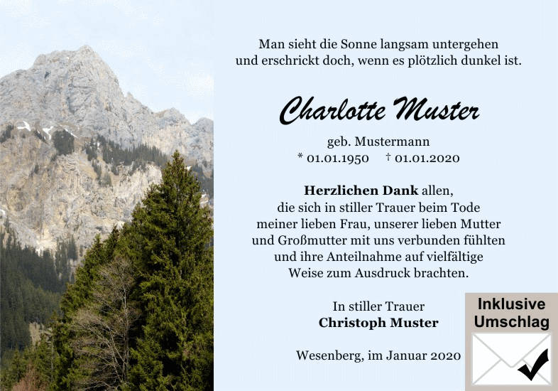 Danksagungen Trauer