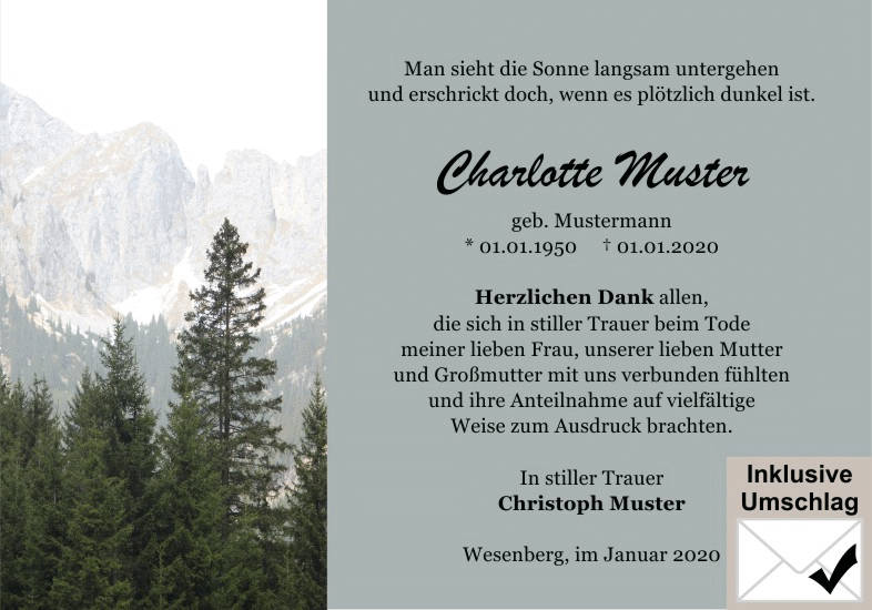 Danksagungen Trauer