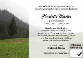 Danksagungen Trauer