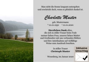 Danksagungen Trauer