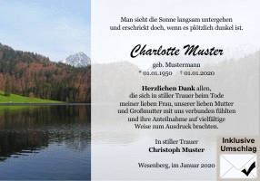 Danksagungen Trauer
