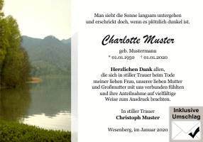 Danksagungen Trauer