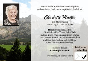 Danksagungen Trauer