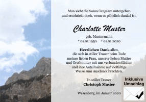 Danksagungen Trauer