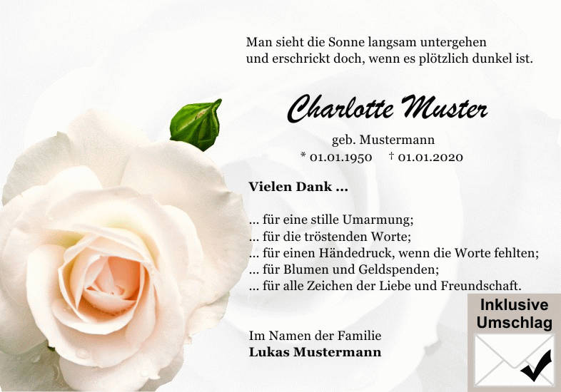 Danksagungen Trauer