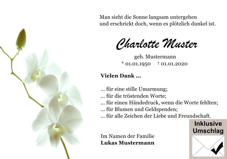 Danksagungen Trauer