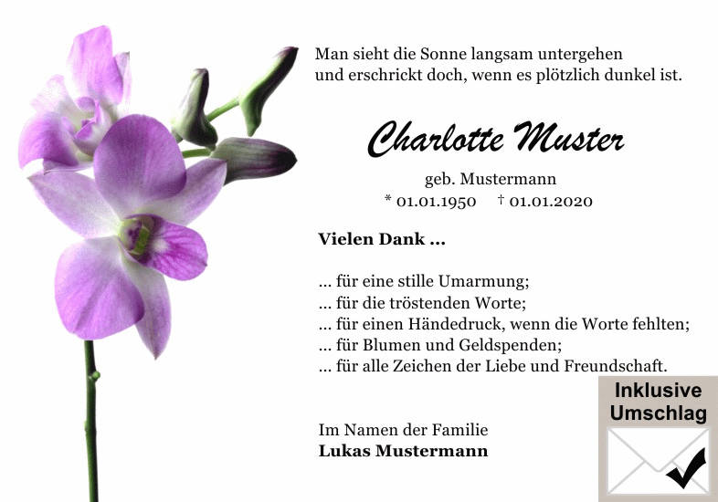 Danksagungen Trauer