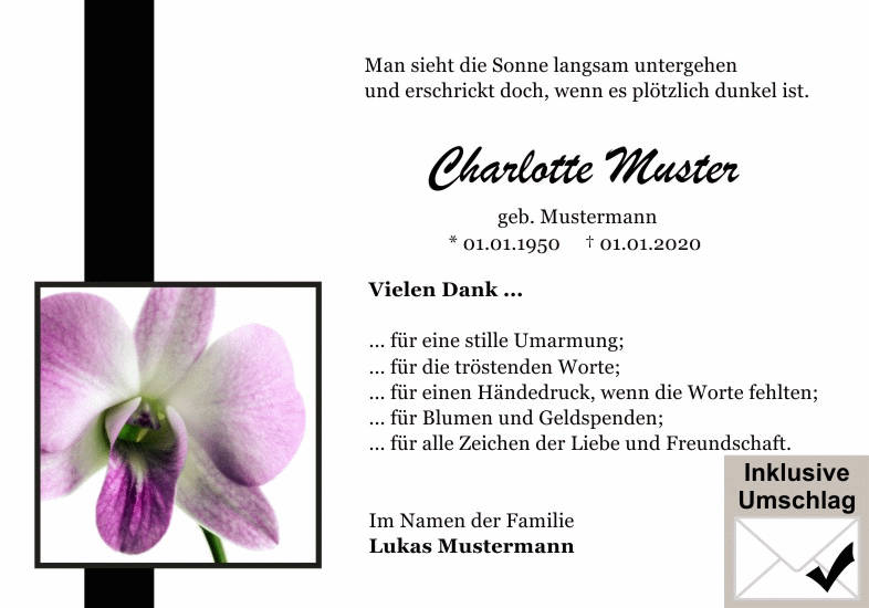 Danksagungen Trauer