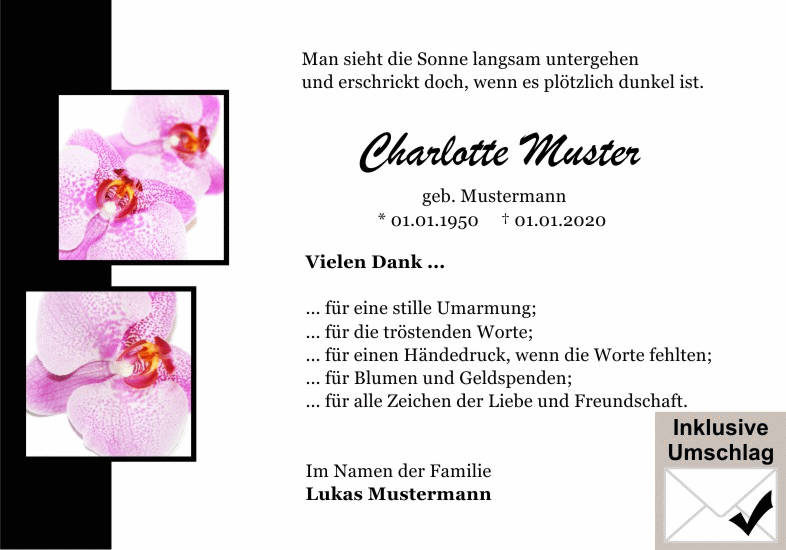 Danksagungen Trauer