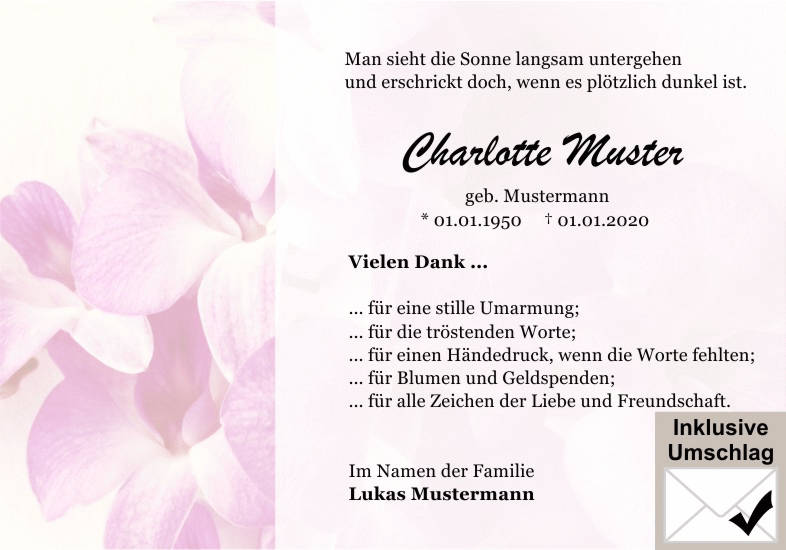 Danksagungen Trauer