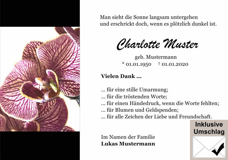 Danksagungen Trauer