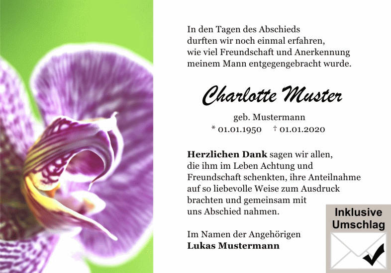 Danksagungen Trauer