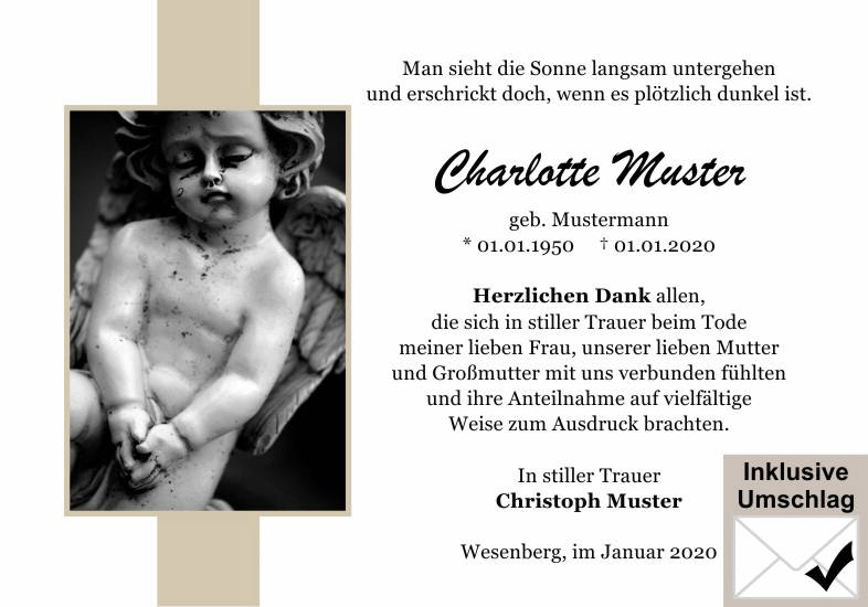 Danksagungen Trauer