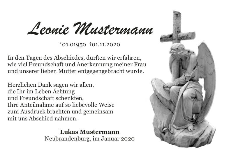 Danksagungen Trauer