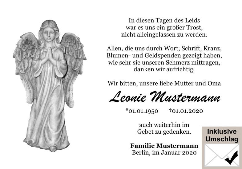 Danksagungen Trauer