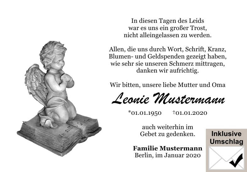 Danksagungen Trauer
