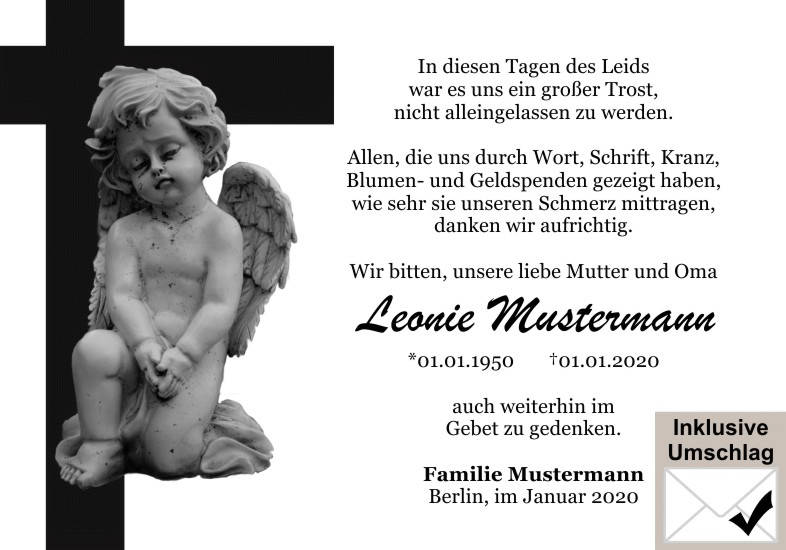 Danksagungen Trauer