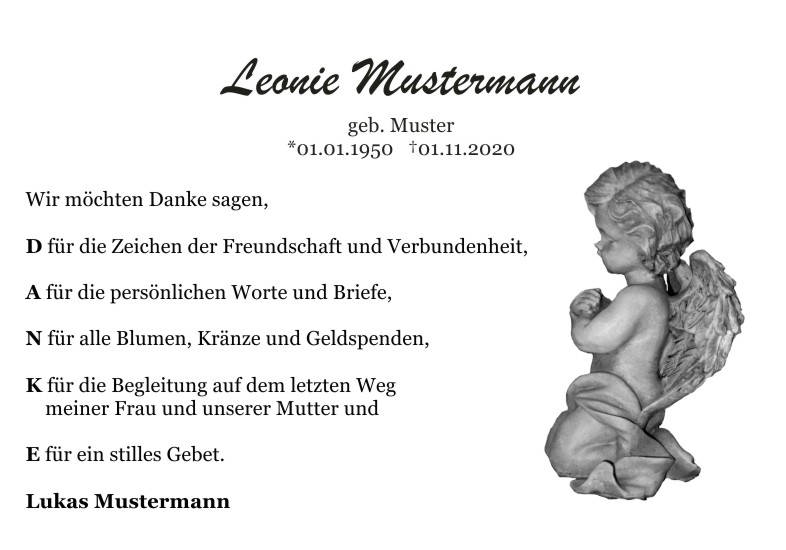 Danksagungen Trauer