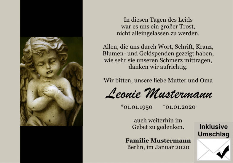 Danksagungen Trauer