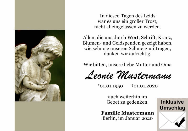 Danksagungen Trauer
