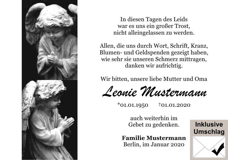 Danksagungen Trauer