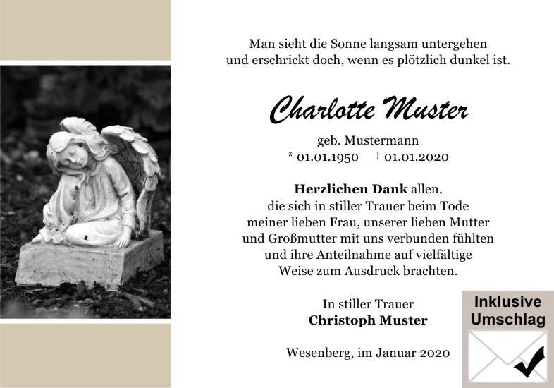Danksagungen Trauer