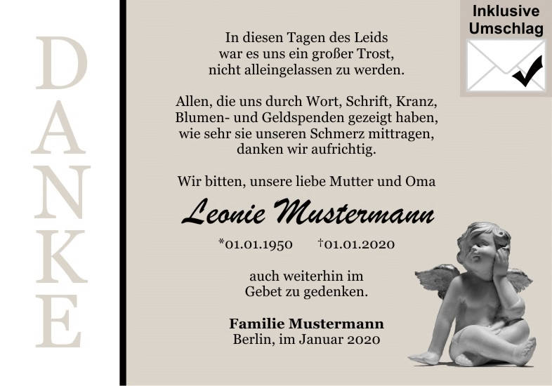 Danksagungen Trauer