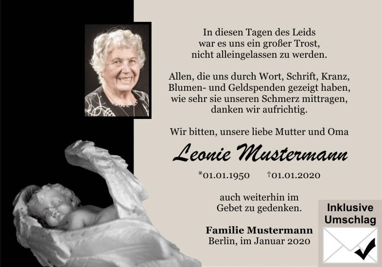 Danksagungen Trauer
