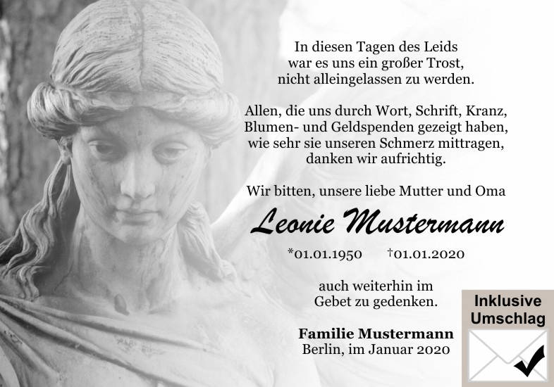 Danksagungen Trauer