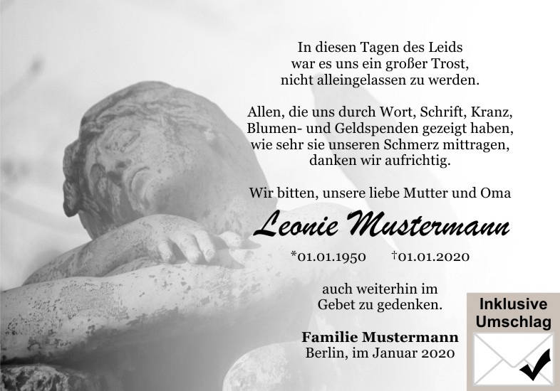 Danksagungen Trauer