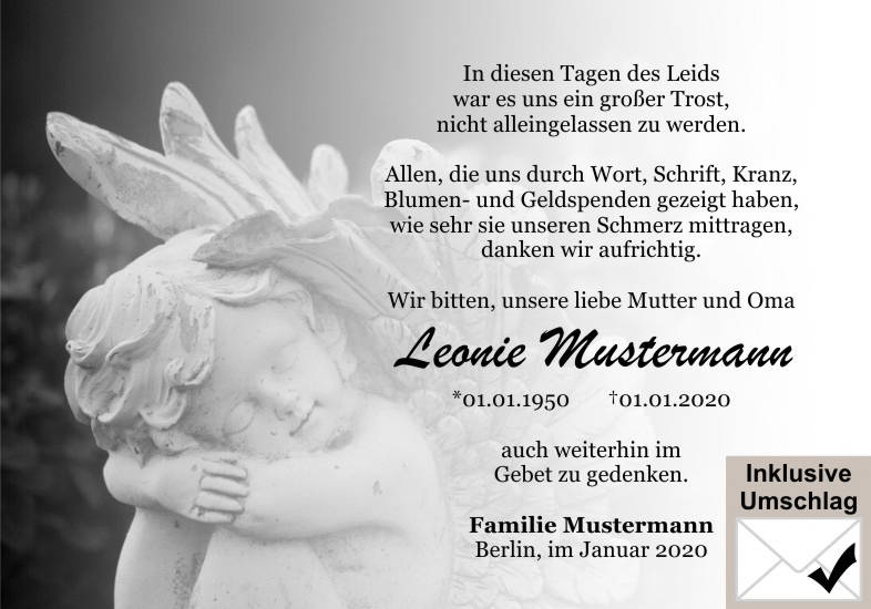 Danksagungen Trauer