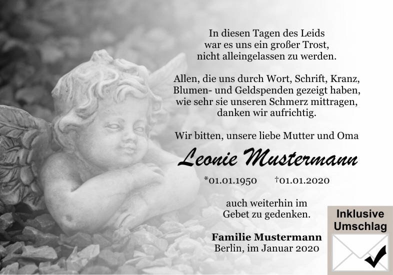 Danksagungen Trauer