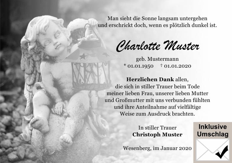 Danksagungen Trauer